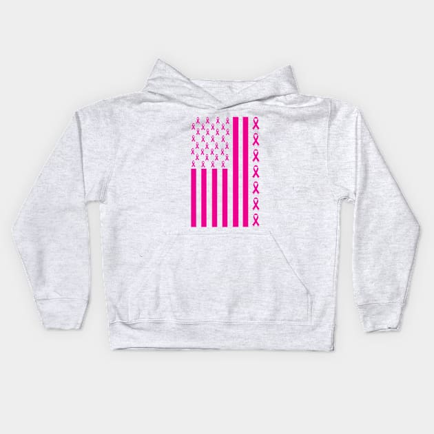 breast cancer awareness American flag Kids Hoodie by first12